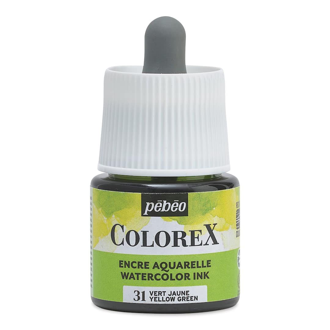 Open in modal - Pebeo Colorex Inks - Yellow Green, 45 ml, front of bottle