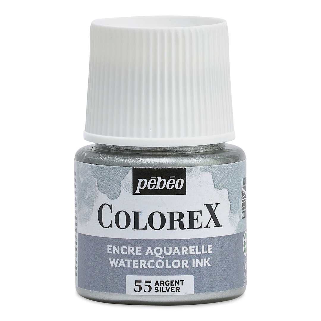 Open in modal - Pebeo Colorex Inks - Silver, 45 ml, front of bottle