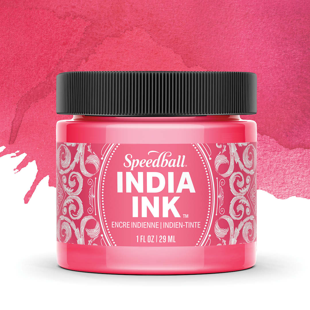 Open in modal - Speedball India Ink - Pink Tourmaline, 1 oz, jar with swatch