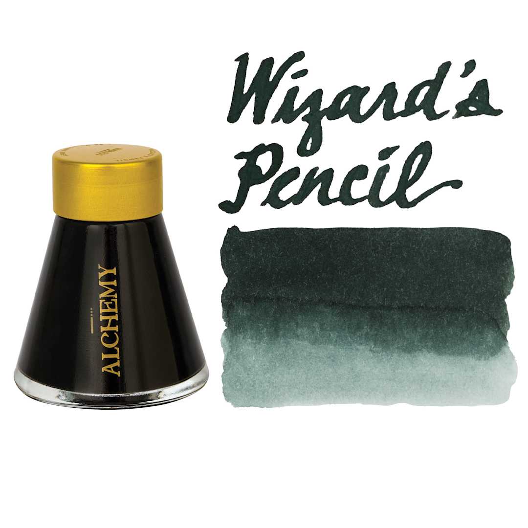 Open in modal - Endless Alchemy Fountain Pen Ink - Wizards Pencil, swatch and bottle
