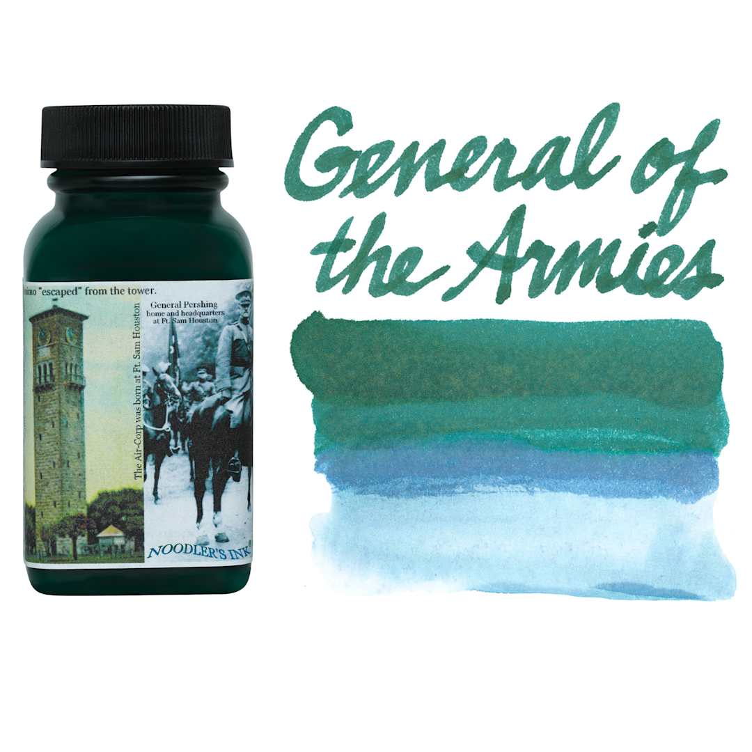 Open in modal - Noodler's Ink Fountain Pen Ink - General of the Armies, swatch and bottle