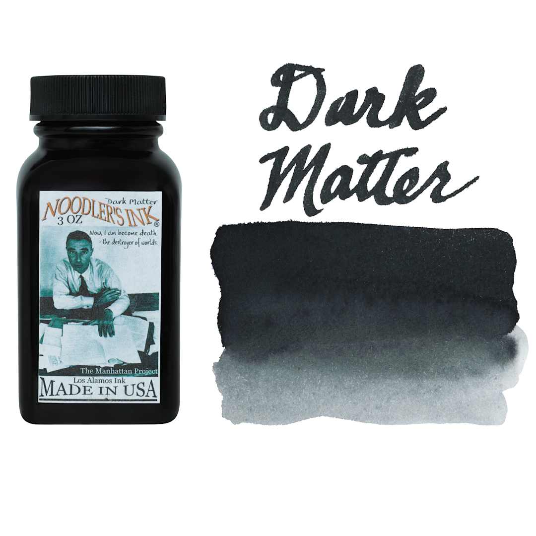 Open in modal - Noodler's Ink Fountain Pen Ink - Dark Matter, swatch and bottle