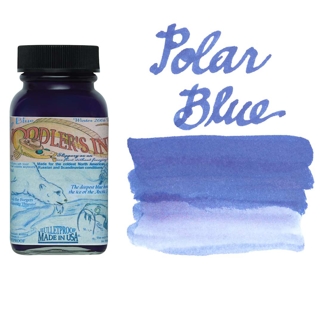 Open in modal - Noodler's Ink Fountain Pen Ink - Eternal Polar Blue, swatch and bottle