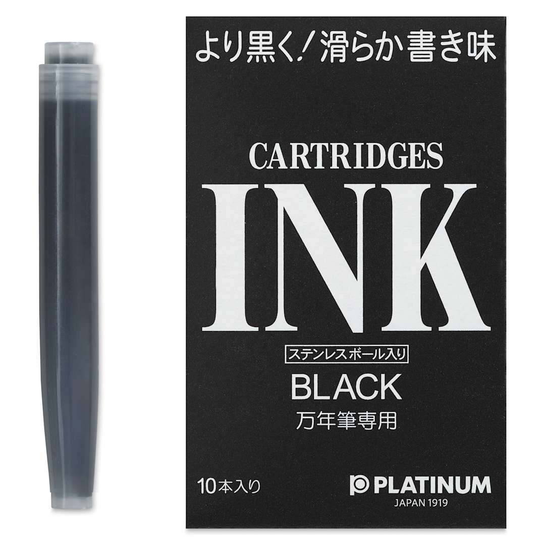 Open in modal - Platinum Pen Ink Cartridges - Black, Pkg of 10, ink with package