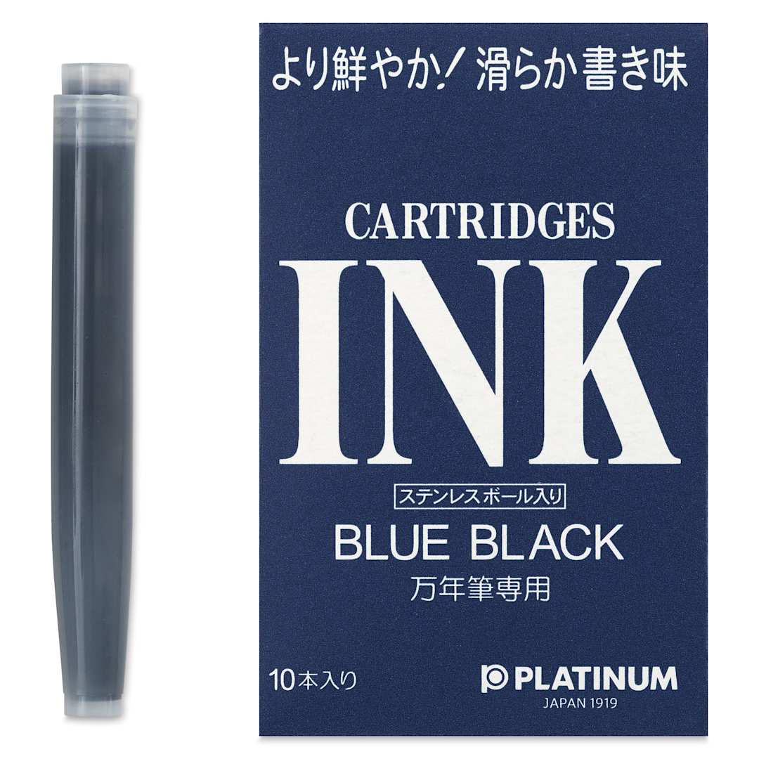 Open in modal - Platinum Pen Ink Cartridges - Blue Black, Pkg of 10, cartridge with package