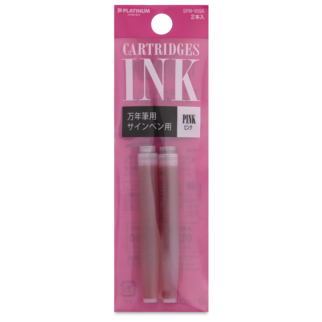 Open in modal - Platinum Pen Ink Cartridges - Pink, Pkg of 2, front of package