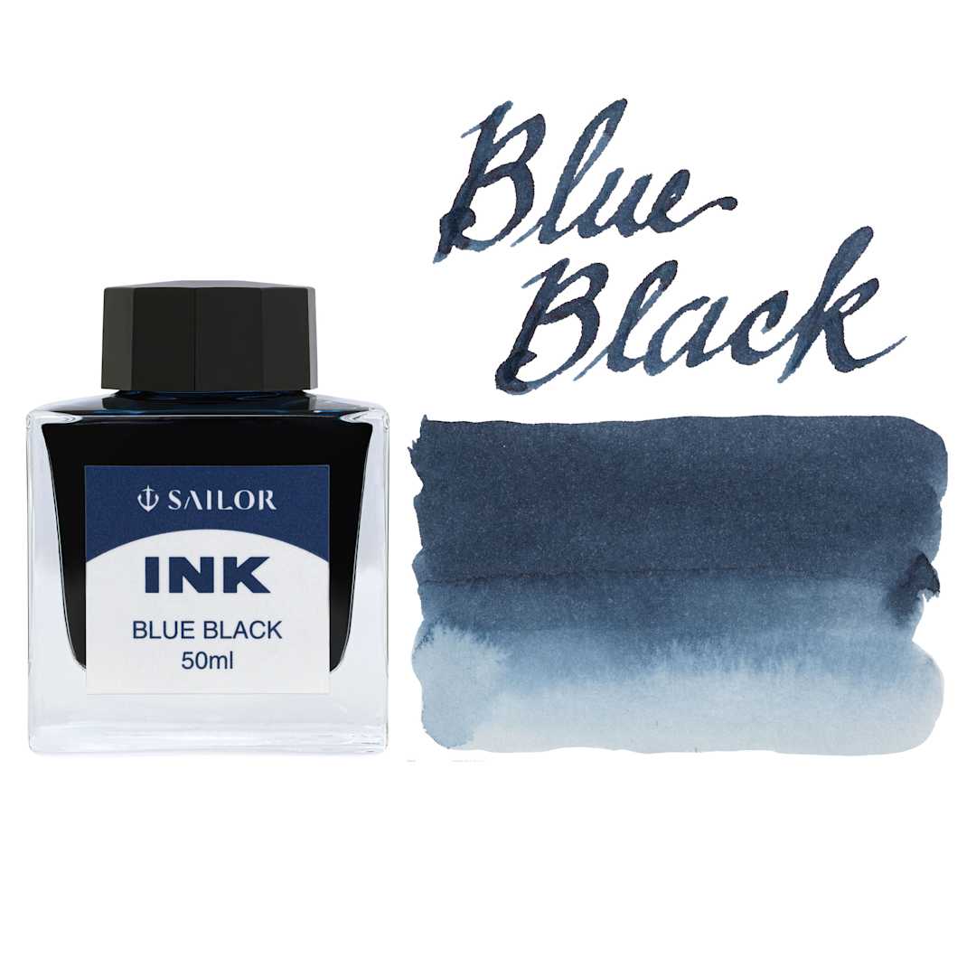 Open in modal - Sailor Ink - Blue Black, 50 ml, bottle with swatch
