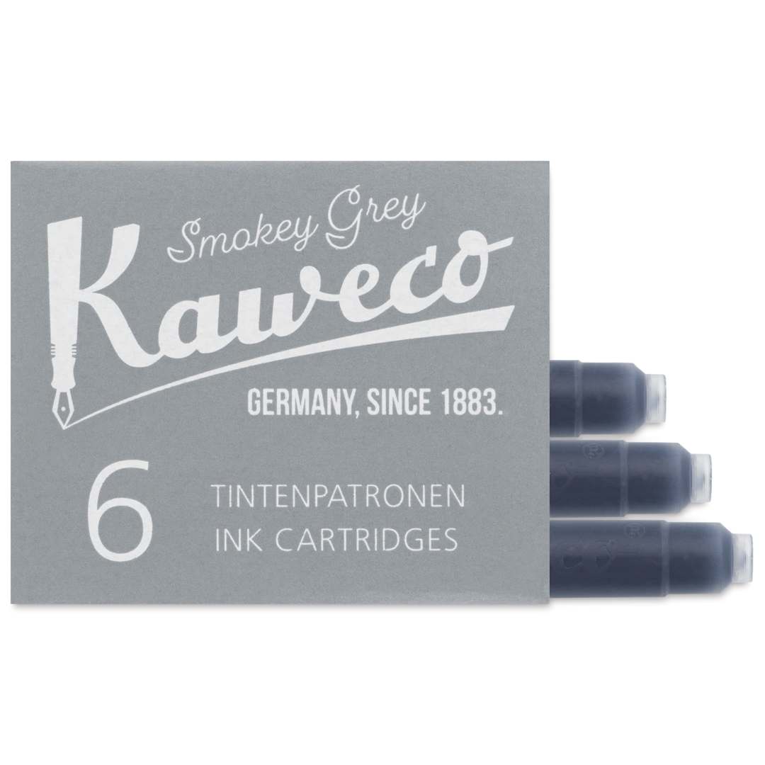 Open in modal - Kaweco Fountain Pen Ink Cartridges - Smokey Grey, three cartridges shown out of packaging