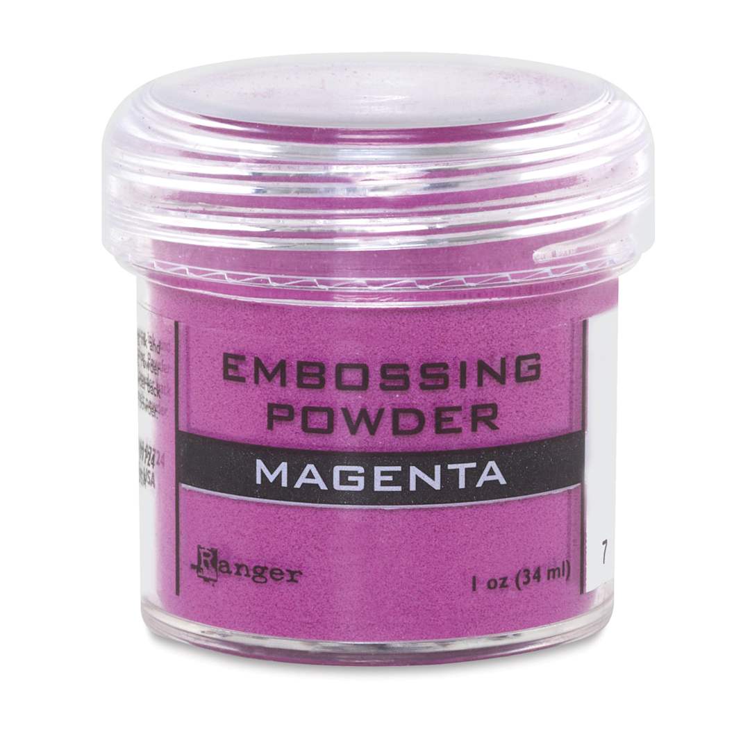 Open in modal - Ranger Embossing Powders - Front of 1 oz jar of Magenta powder