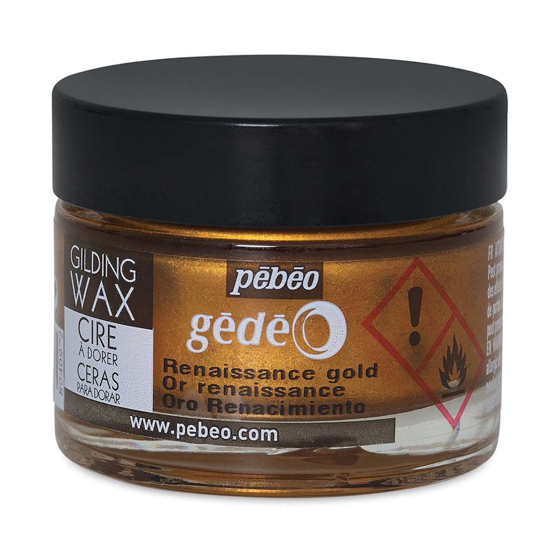 Open in modal - Pebeo Gedeo Gilding Wax - Front of 30 ml jar of Renaissance Gold Wax
