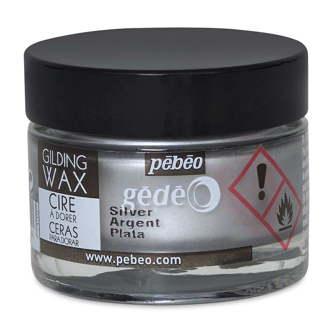 Open in modal - Pebeo Gedeo Gilding Wax - Front of 30 ml jar of Silver Wax