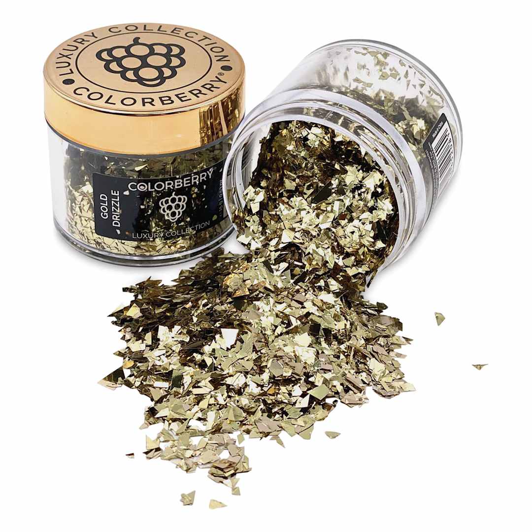 Open in modal - Colorberry Luxury Collection Resin Additive - Gold Drizzle, 15 g, Jar (Shown in and out of jar)