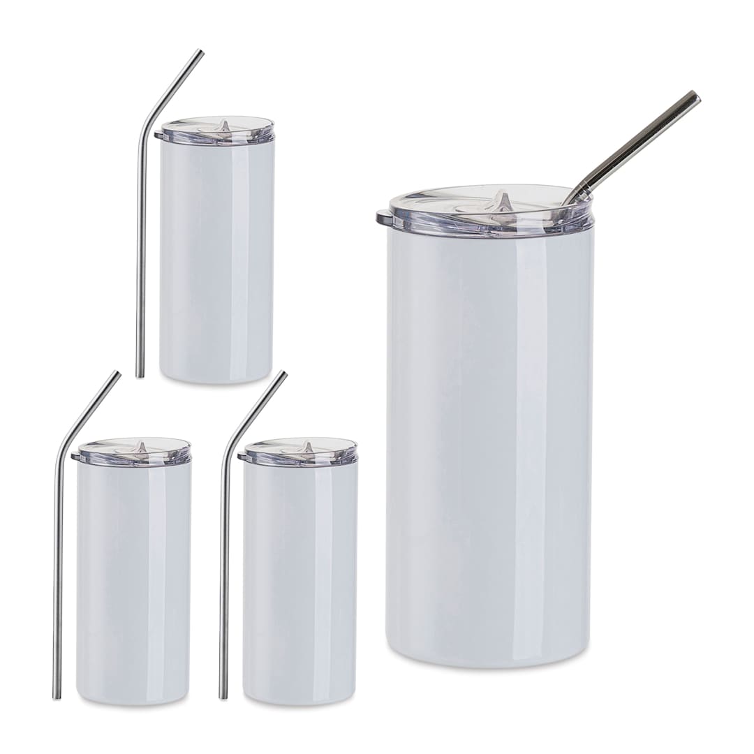 Open in modal - Craft Express Sublimation Printing Stainless Steel Tumblers - 16 oz, White, Set of 4 (out of packaging)