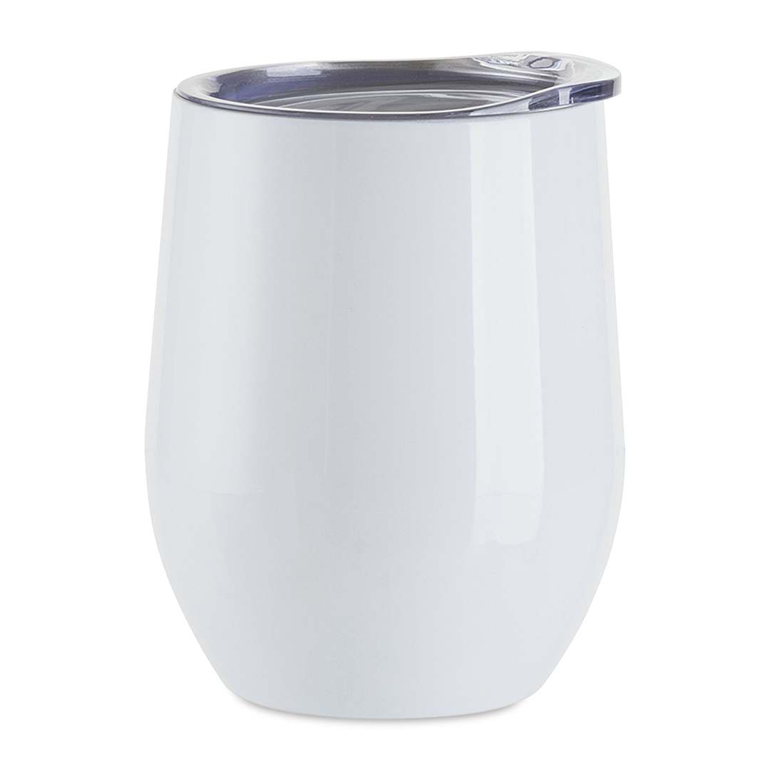 Open in modal - Craft Express Sublimation Printing Stainless Steel Stemless Wine Cup - 12 oz, White, Set of 4 (blank stemless wine cup)