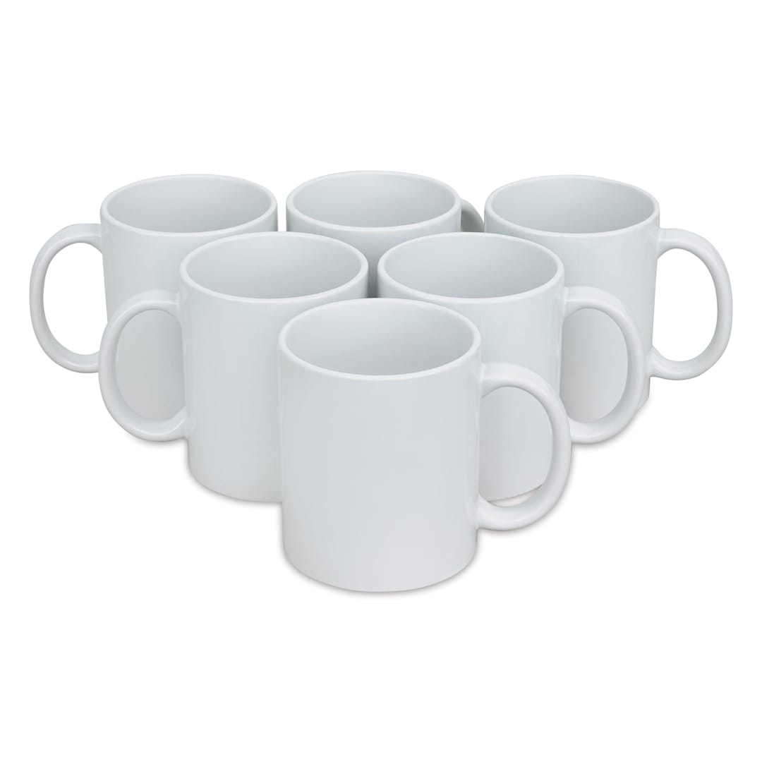 Open in modal - Craft Express Sublimation Printing Ceramic Mug - 11 oz, White, Pkg of 6 (out of packaging)