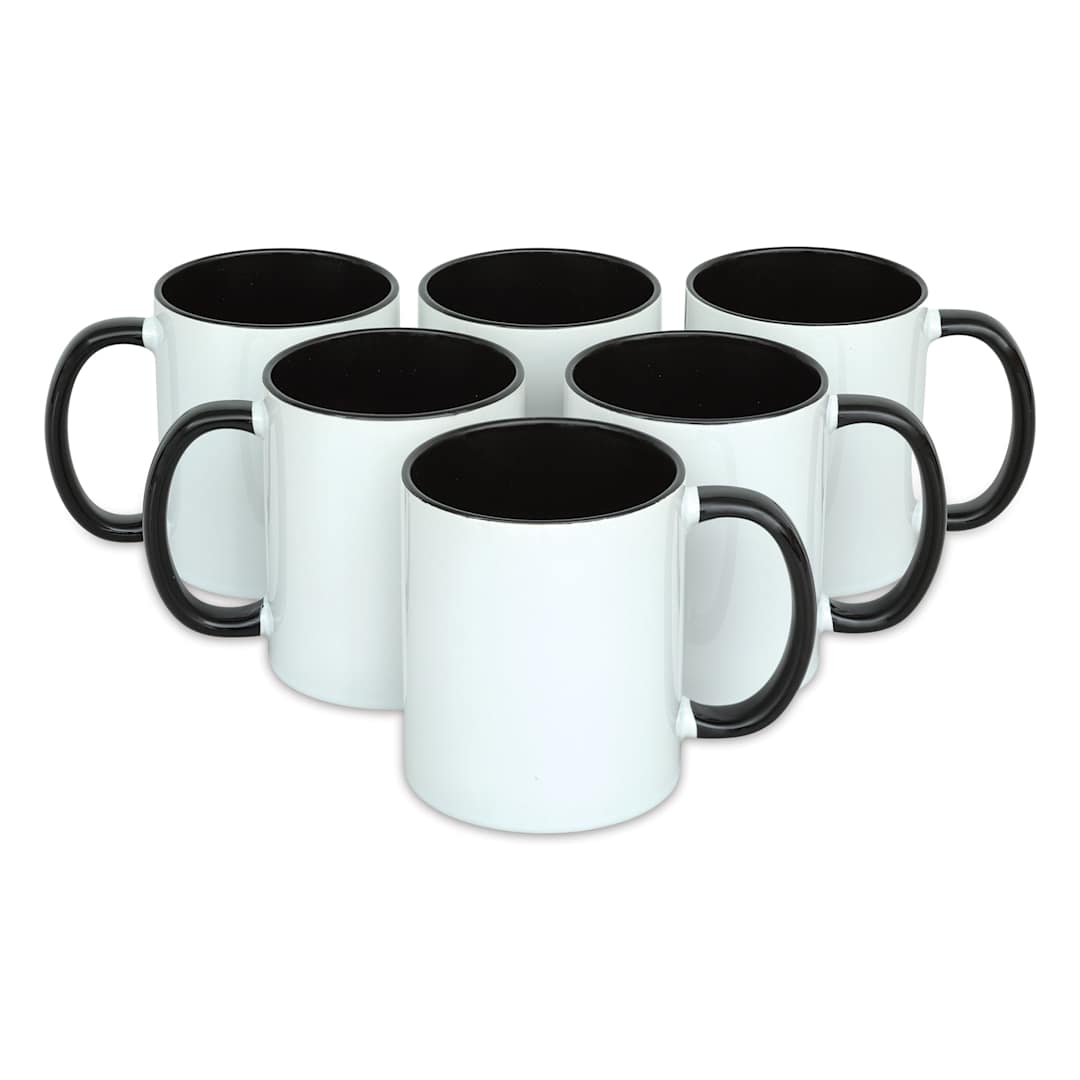 Open in modal - Craft Express Sublimation Printing Ceramic Mug - 11 oz, White and Black, Pkg of 6 (out of packaging)