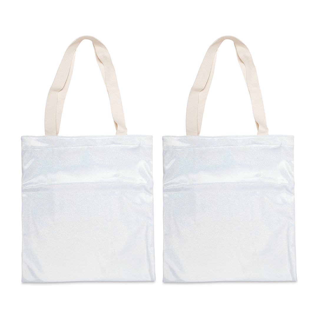 Open in modal - Craft Express Sublimation Printing Tote Bag - Glitter, Pkg of 2 (out of packaging)