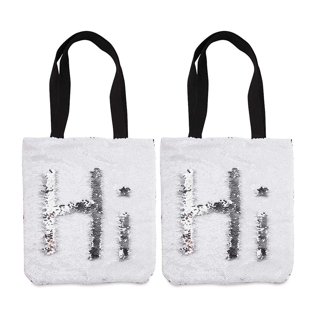 Open in modal - Craft Express Sublimation Printing Tote Bag - Sequin, Pkg of 2 (out of packaging)