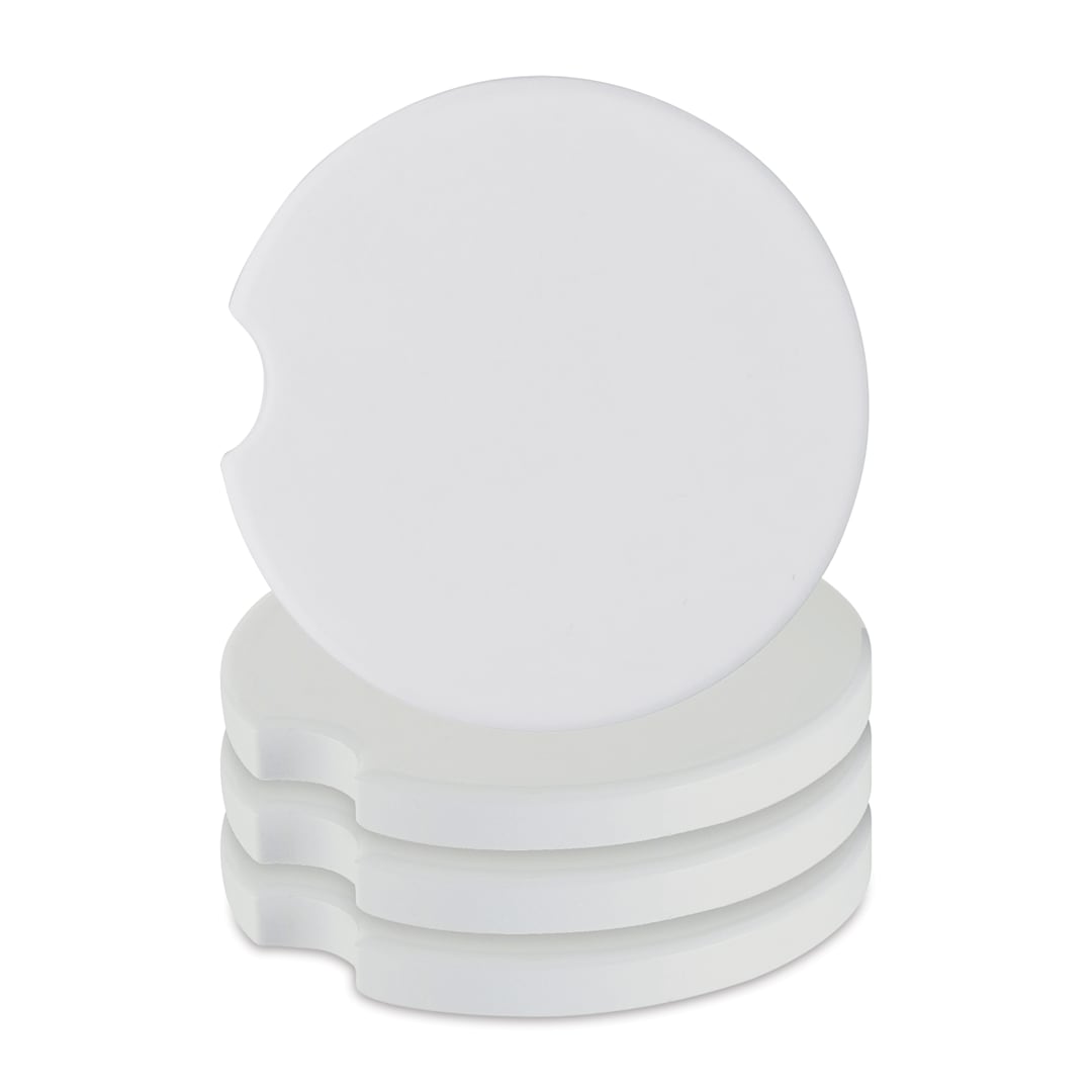 Open in modal - Craft Express Sublimation Printing Ceramic Car Mug Coaster - 2-1/2", Set of 4 (out of packaging)