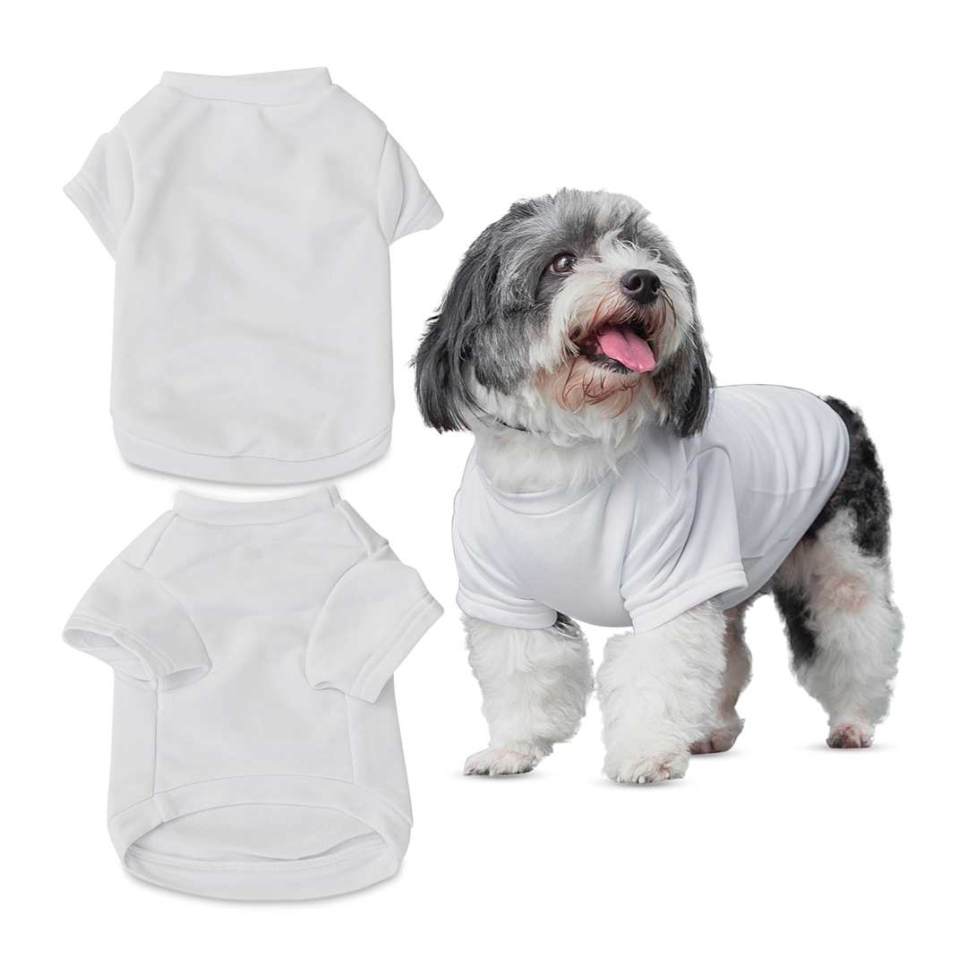 Open in modal - Craft Express Sublimation Printing Pet Product - Pet T-Shirt, Medium, Pkg of 2 (out of packaging, dog wearing shirt)