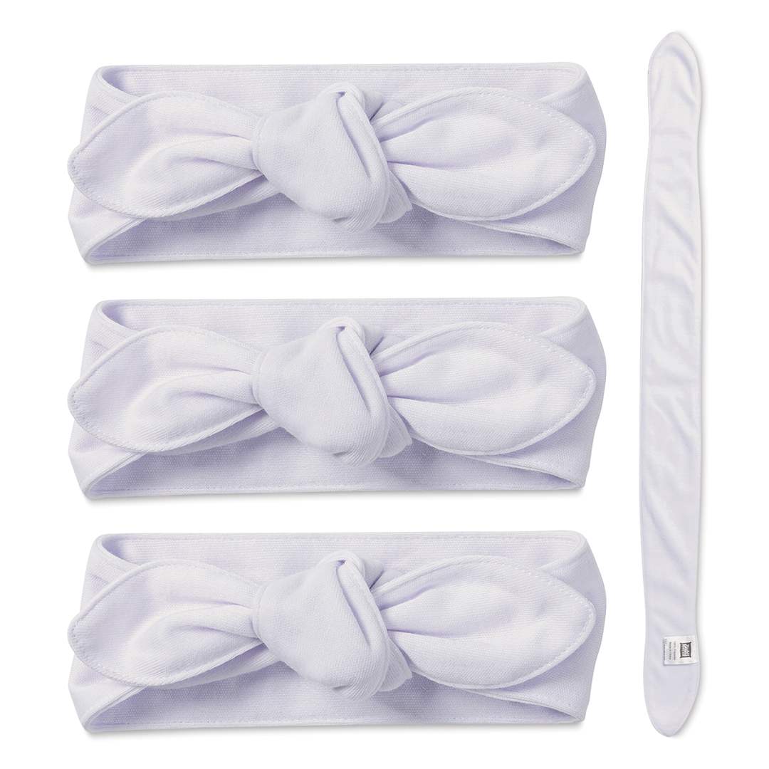 Open in modal - Craft Express Sublimation Printing Baby Headband - 2" x 25-1/2", White, Pkg of 4 (three tied, one untied)