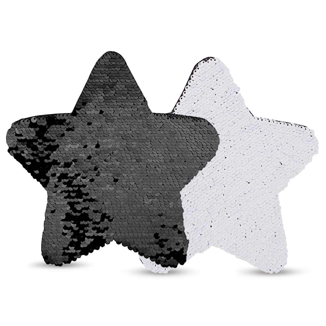 Open in modal - Craft Express Sublimation Printing Flip Sequin Patches - Star, 7" x 7", Black, Pkg of 2