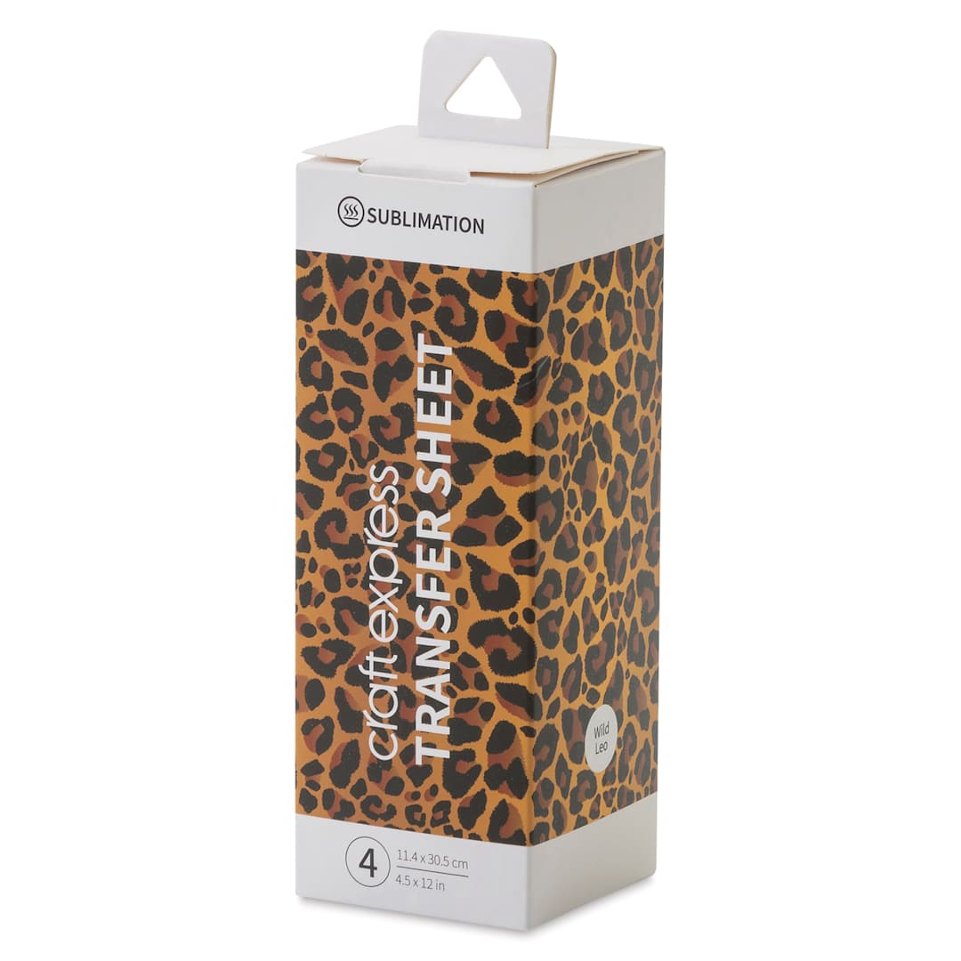 Open in modal - Craft Express Sublimation Pattern Transfer Sheets - Wild Leo, 4-1/2" x 12", Pkg of 4 front of box