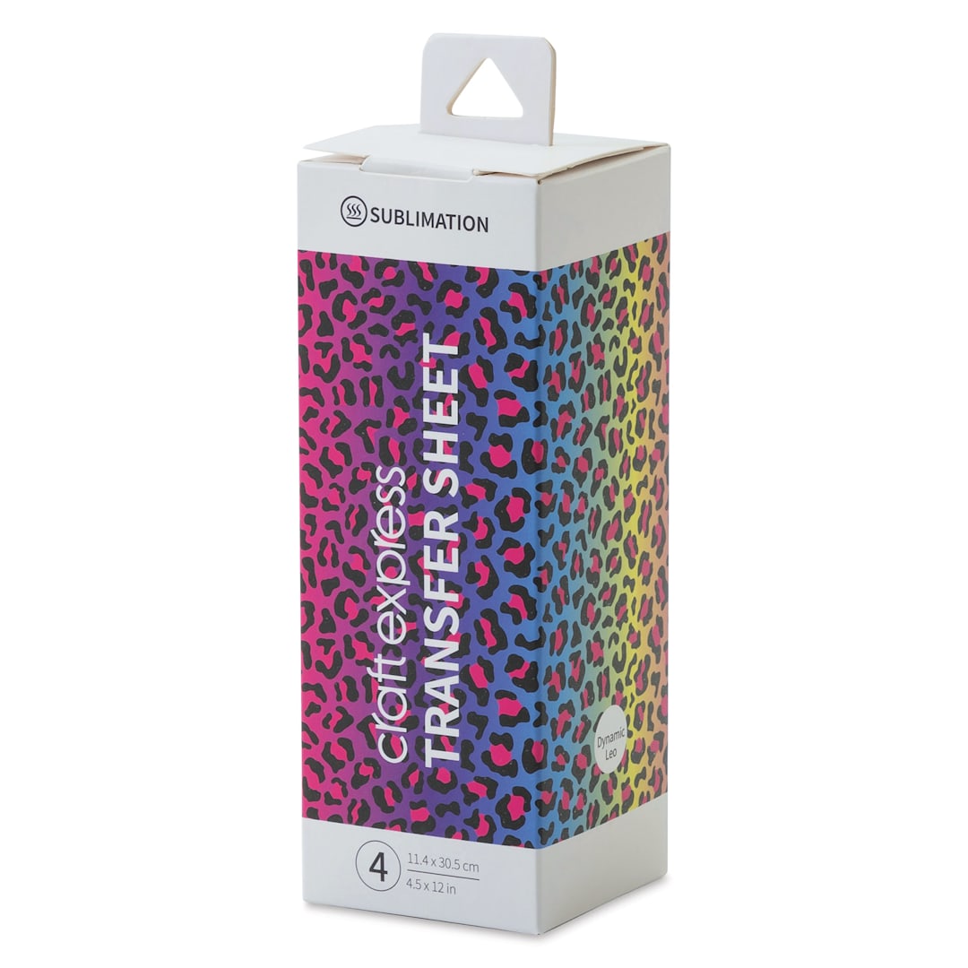 Open in modal - Craft Express Sublimation Pattern Transfer Sheets - Dynamic Leo, 4-1/2" x 12", Pkg of 4 front of box