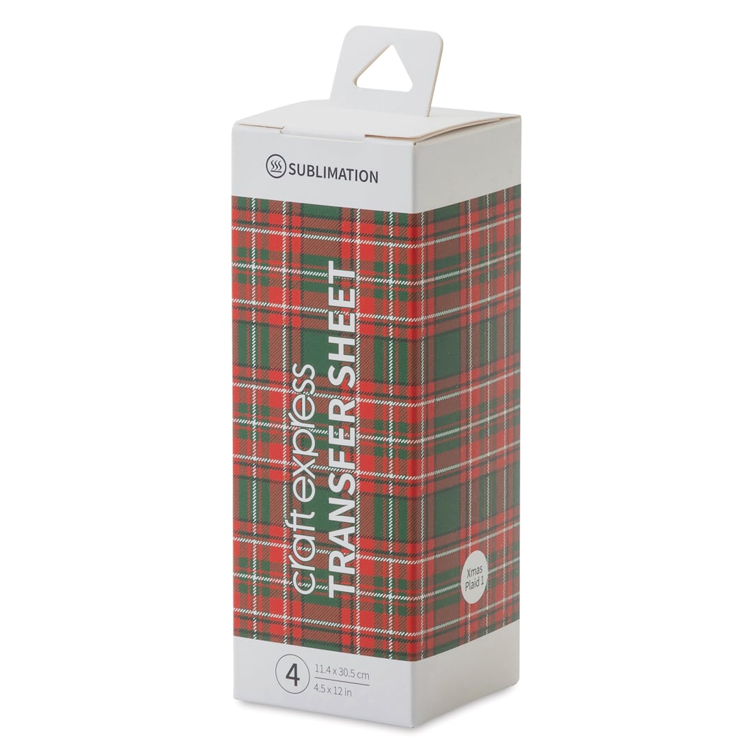 Open in modal - Craft Express Sublimation Pattern Transfer Sheets - Plaid 1, 4-1/2" x 12", Pkg of 4 front of box