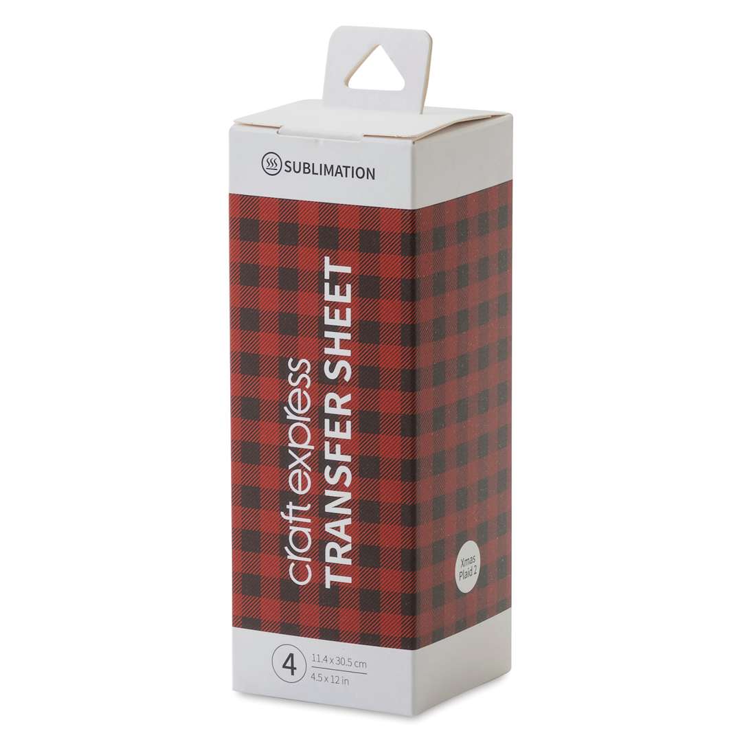 Open in modal - Craft Express Sublimation Pattern Transfer Sheets - Plaid 2, 4-1/2" x 12", Pkg of 4 front of box