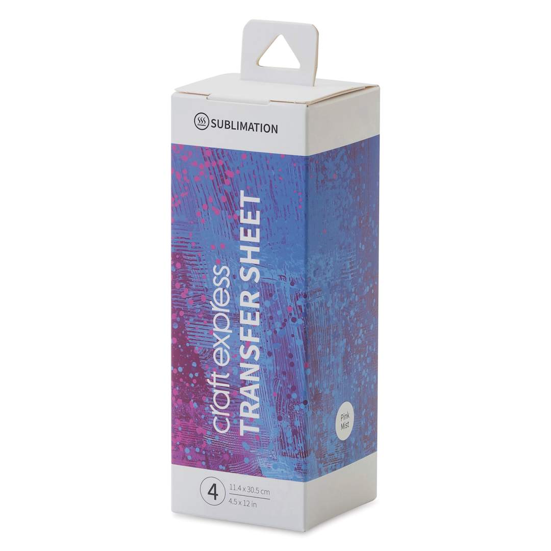 Open in modal - Craft Express Sublimation Pattern Transfer Sheets - Pink Mist, 4-1/2" x 12", Pkg of 4 front of box