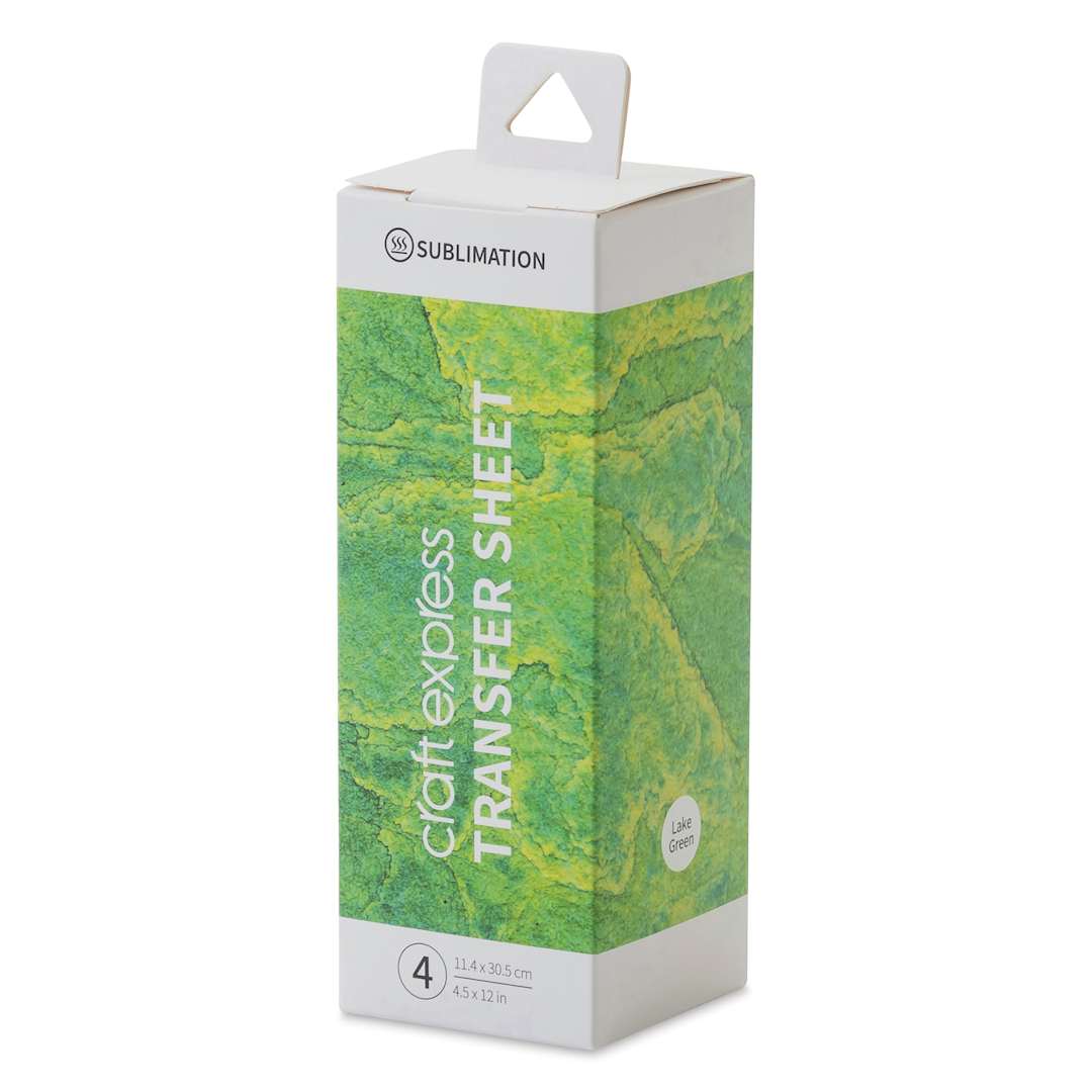 Open in modal - Craft Express Sublimation Pattern Transfer Sheets - Electric Lake Green, 4-1/2" x 12", Pkg of 4 front of box