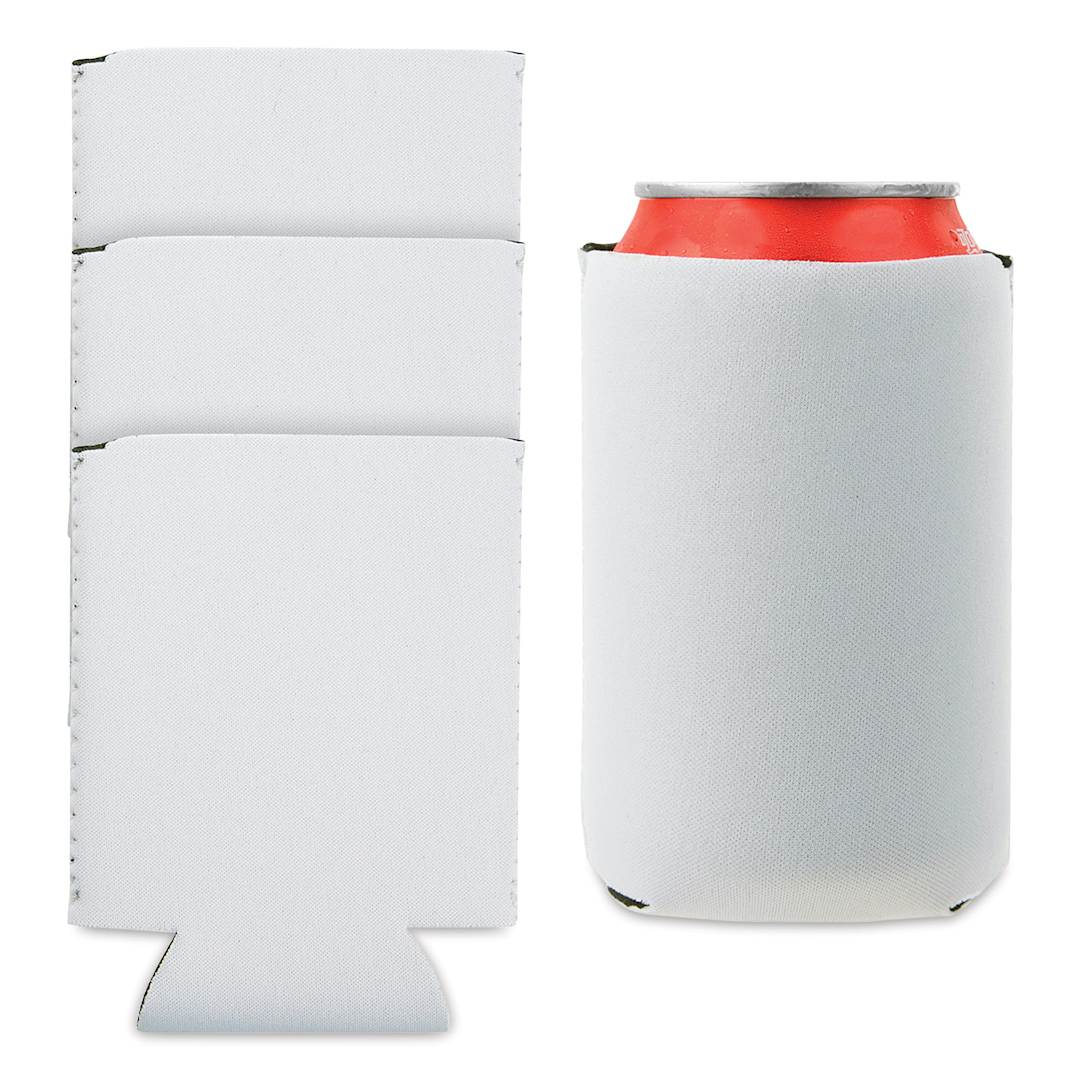 Open in modal - Craft Express Sublimation Printing Neoprene Can Coolers - Pkg of 4 with one cooler shown on can