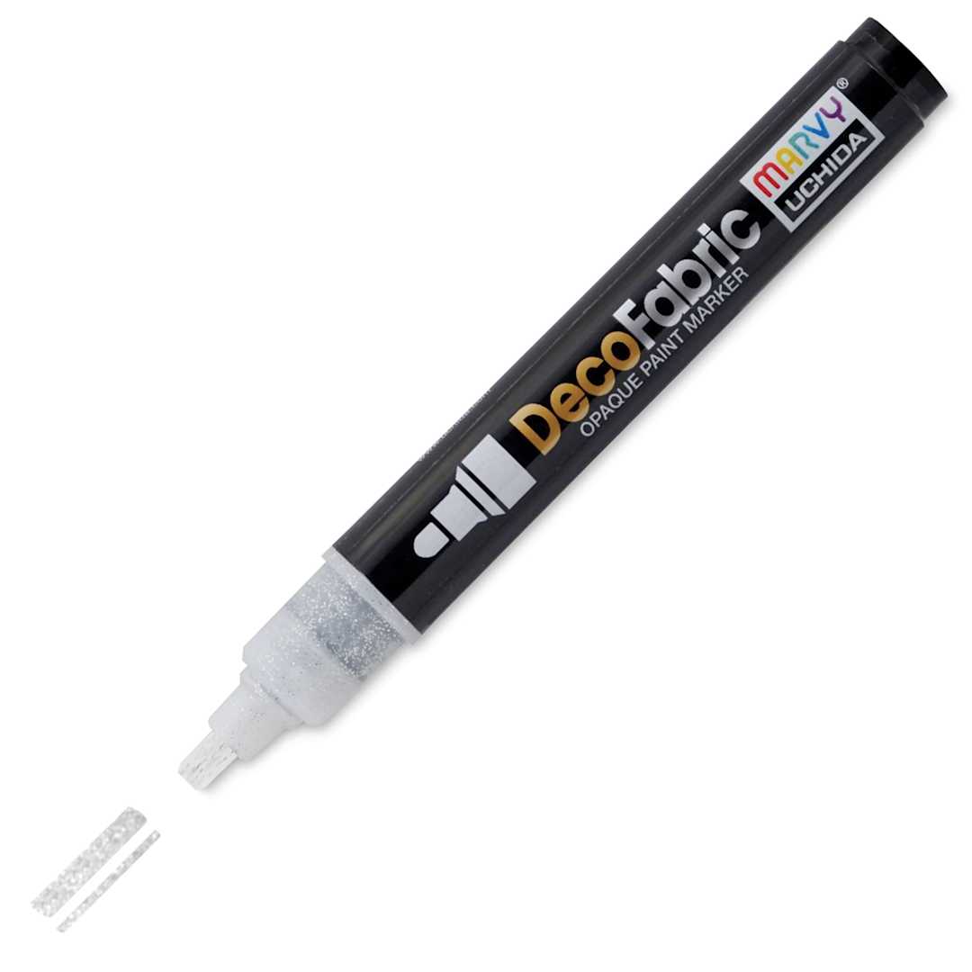 Open in modal - Marvy Uchida DecoFabric Opaque Paint Marker - Glitter White, Medium Tip