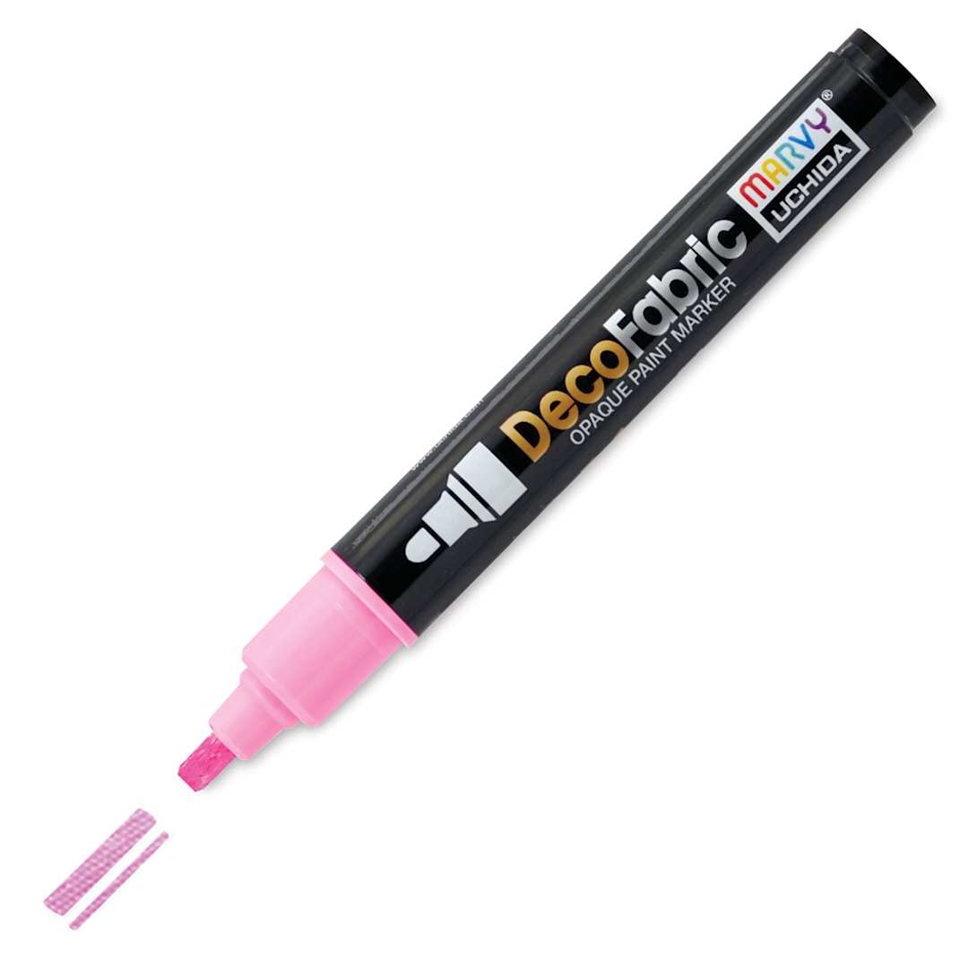 Open in modal - Marvy Uchida DecoFabric Opaque Paint Marker - Fluorescent Pink, Medium Tip