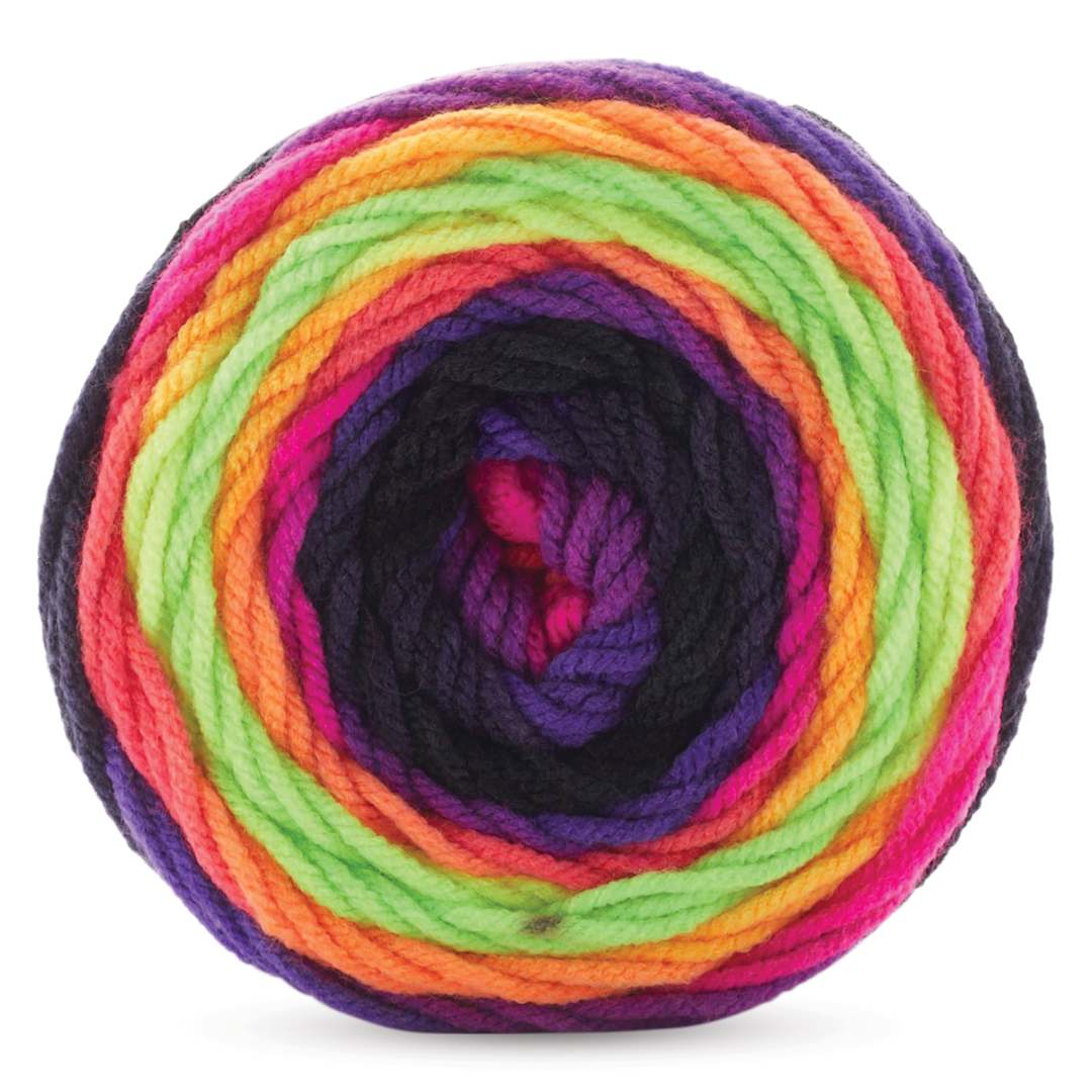 Open in modal - Premier Yarn Sweet Roll Vivid Yarn - Glow Worm, 174 yds, rolled up yarn seen from above