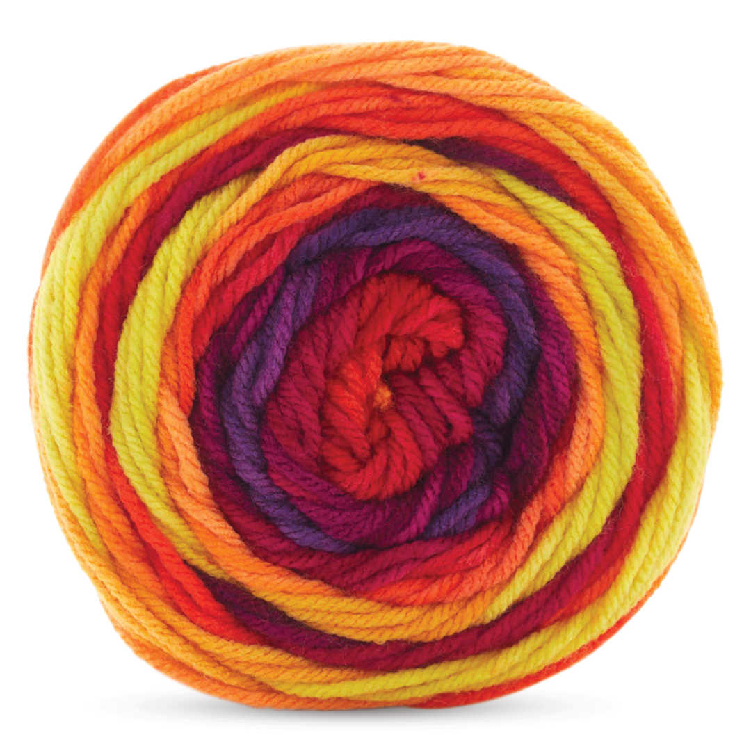 Open in modal - Premier Yarn Sweet Roll Vivid Yarn - Lava Lamp, 174 yds, rolled up yarn seen from above