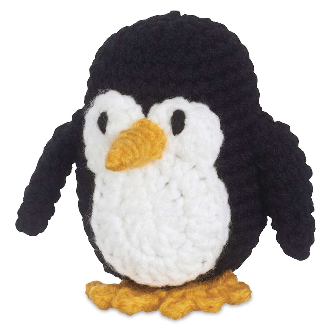 Open in modal - Leisure Arts Crochet Pudgies Kit - Penguin, 3" Height - finished example