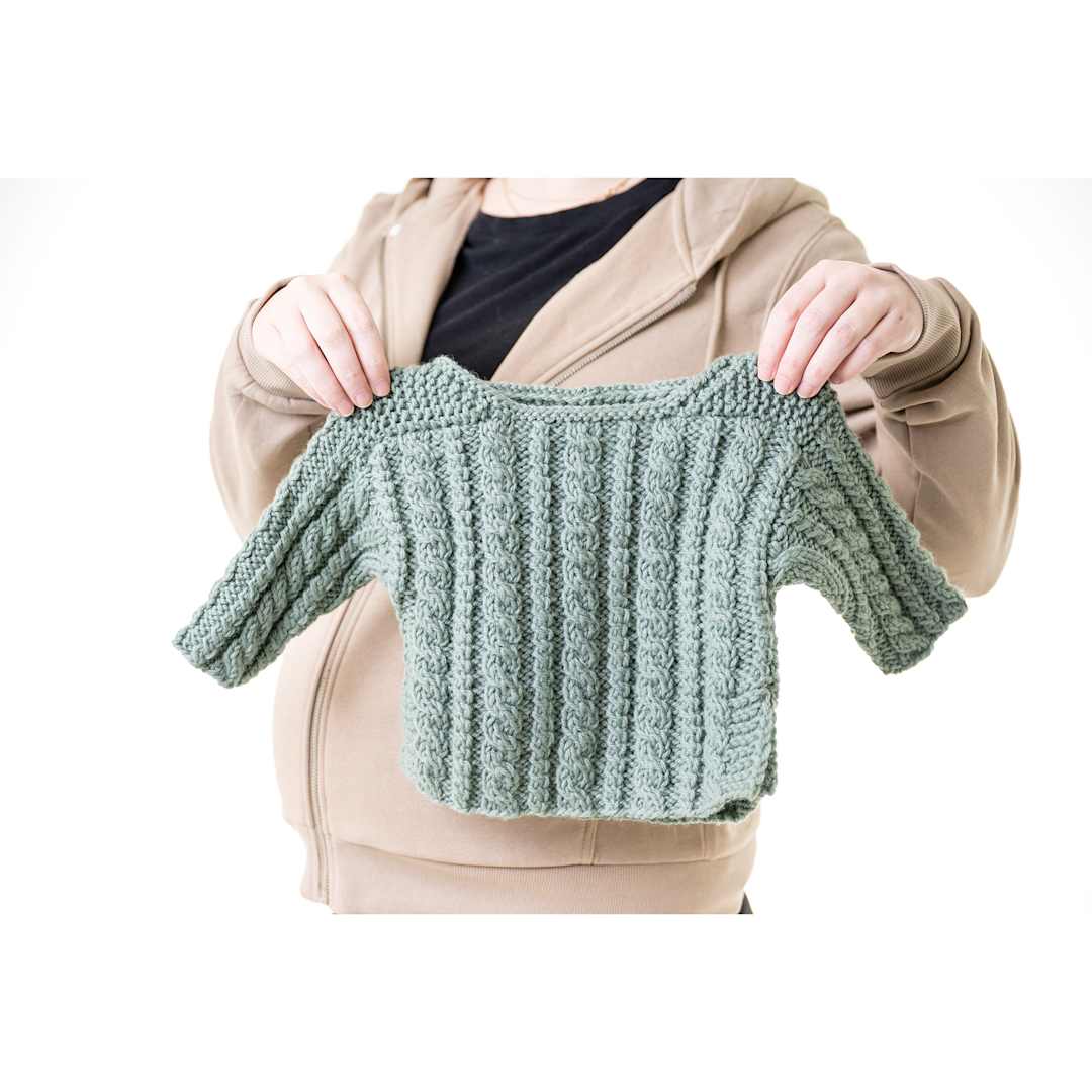 Open in modal - Lion Brand Local Grown Yarn finished small sweater example