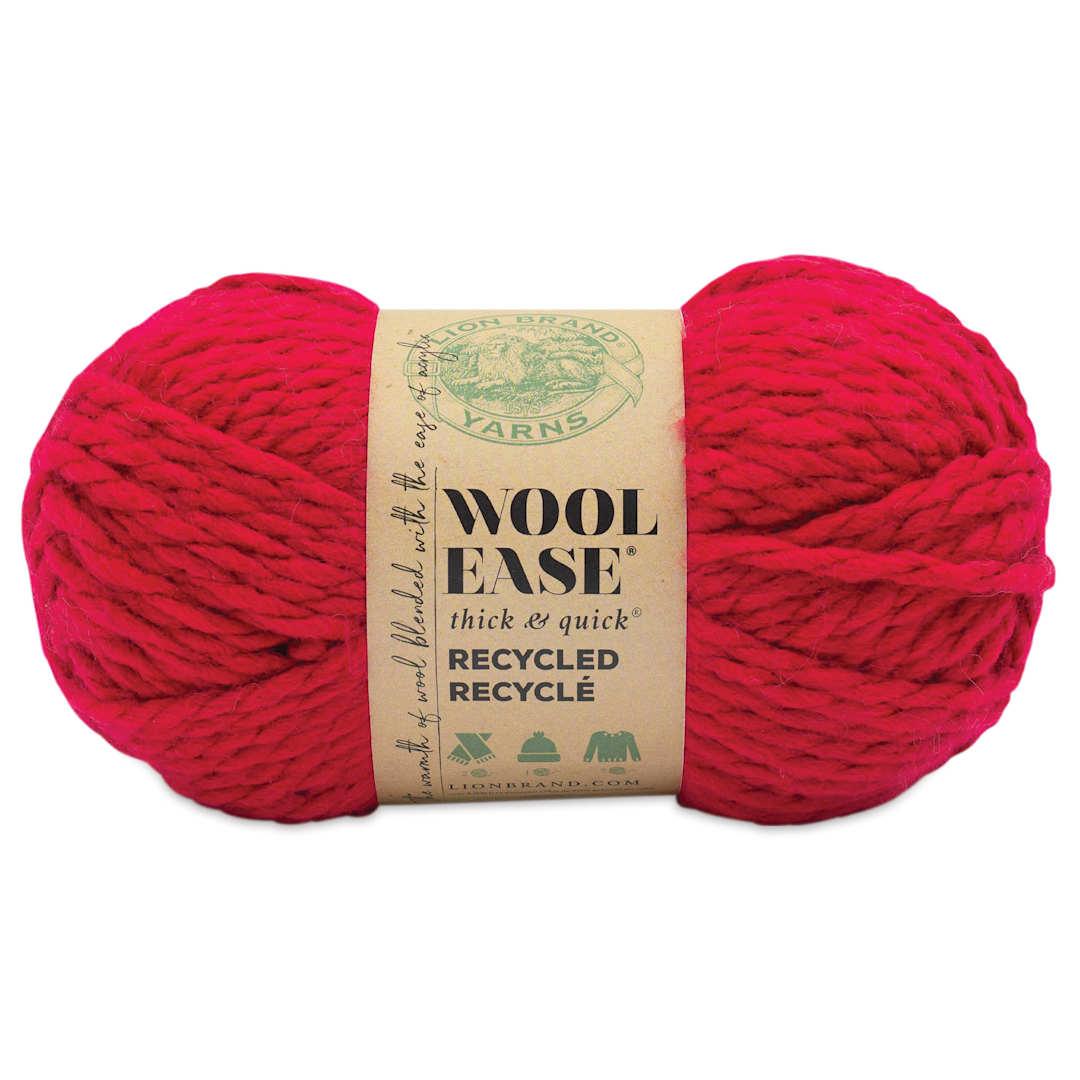 Open in modal - Lion Brand Wool-Ease Thick & Quick Recycled Yarn - Red, 106 yds