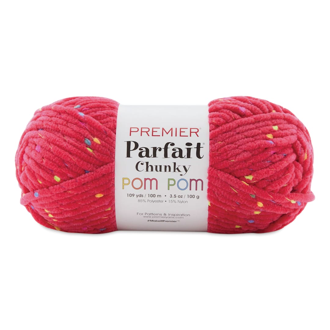 Open in modal - Premier Yarn Parfait Chunky Pom Pom Yarn - Party Pink, 109 yds