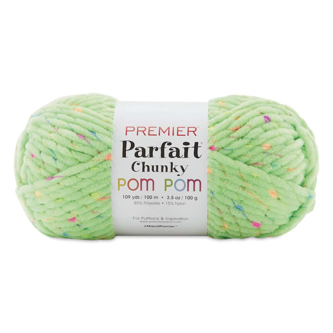 Open in modal - Premier Yarn Parfait Chunky Pom Pom Yarn - Limelight, 109 yds