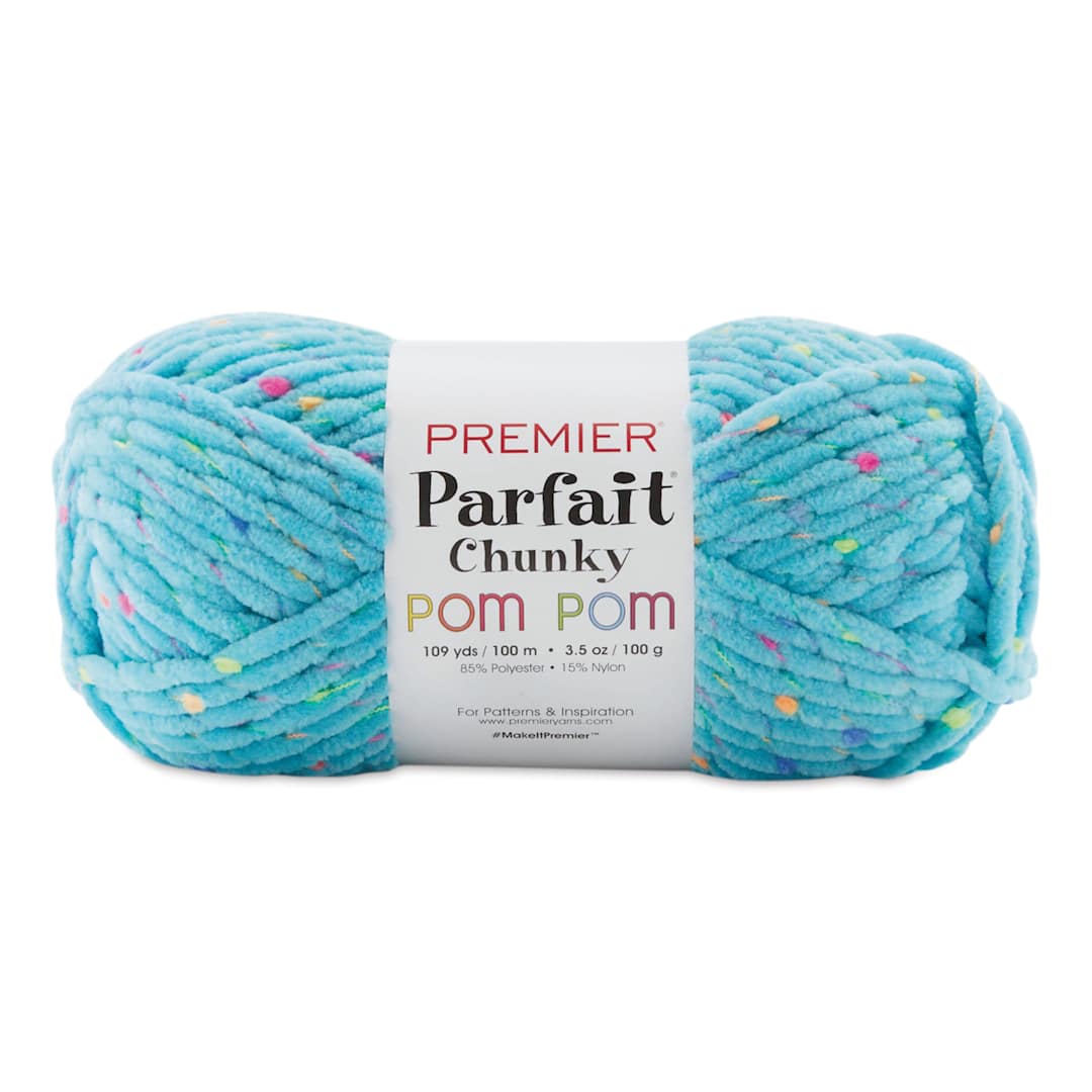 Open in modal - Premier Yarn Parfait Chunky Pom Pom Yarn - Electric Blue, 109 yds