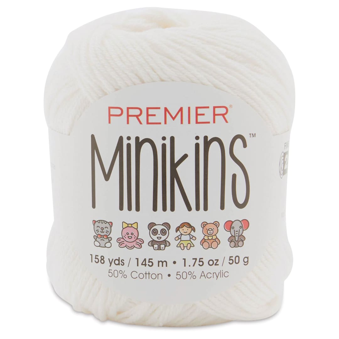 Open in modal - Premier Yarn Minikins Yarn - White, 158 yds