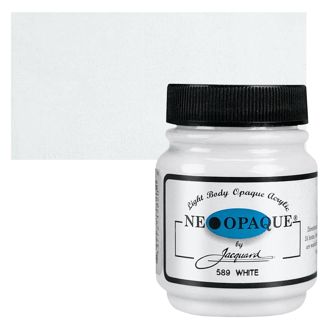 Open in modal - Jacquard Neopaque Acrylic - White, 2.25 oz jar and swatch