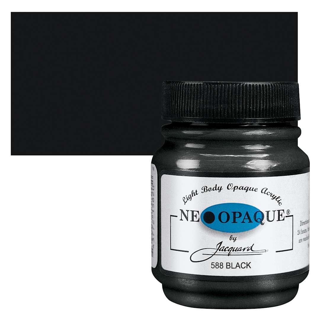 Open in modal - Jacquard Neopaque Acrylic - Black, 2.25 oz jar and swatch