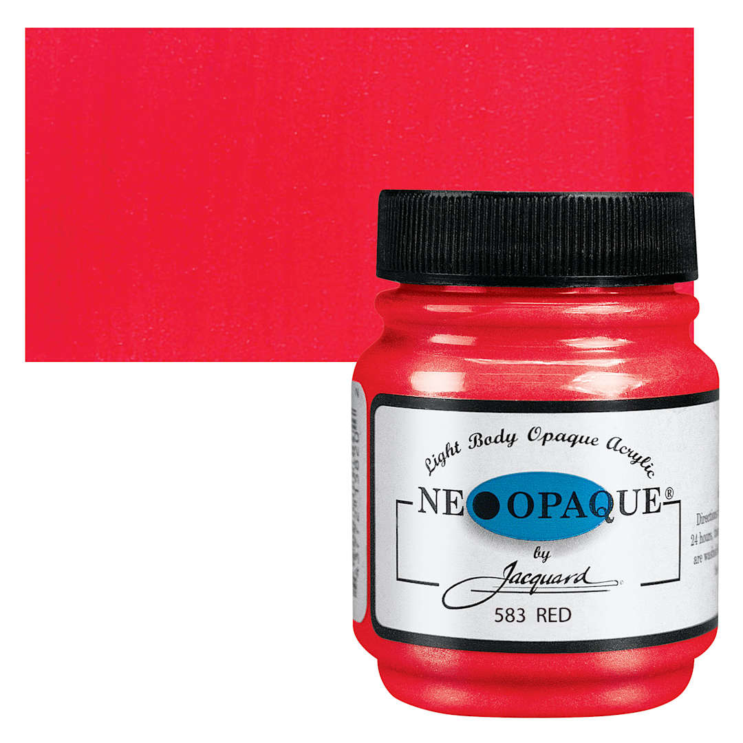 Open in modal - Jacquard Neopaque Acrylic - Red, 2.25 oz jar and swatch