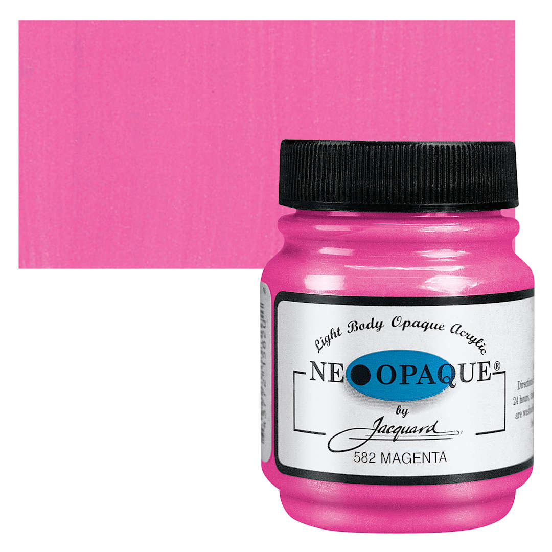 Open in modal - Jacquard Neopaque Acrylic - Magenta, 2.25 oz jar and swatch