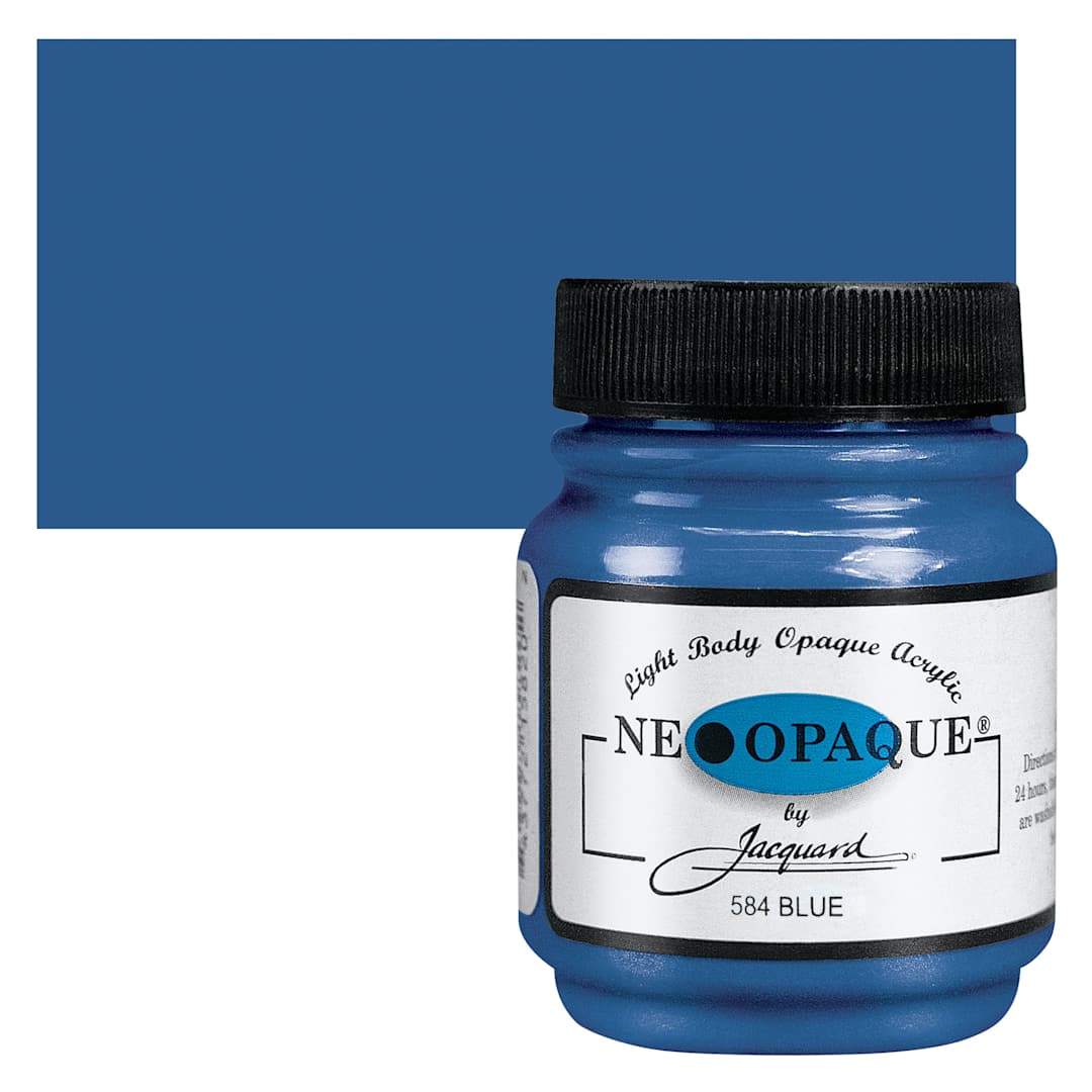 Open in modal - Jacquard Neopaque Acrylic - Blue, 2.25 oz jar and swatch