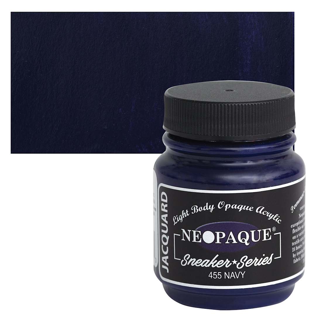 Open in modal - Jacquard Neopaque Acrylic - Navy, 2.25 oz jar and swatch